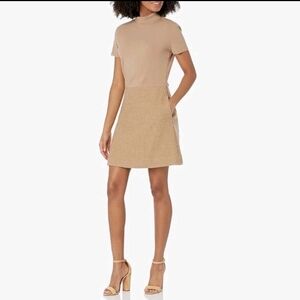 Theory Stylish Tan Short Sleeve Dress